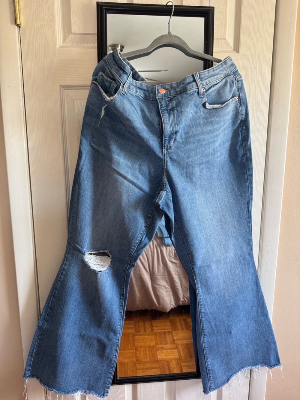 Ava & Viv Light Blue High-Rise Flare Distressed Jeans